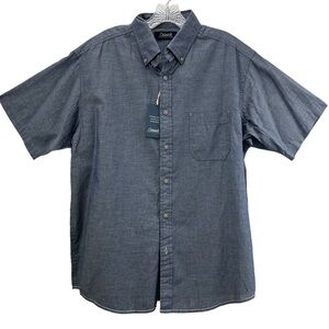 Round Tree & Yorke Casuals Blue Geometric Short Sleeve Button Down SZ L NEW